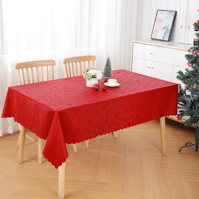 Smiry Rectangle Table Cloth, Waterproof Heavy Duty Vinyl Tablecloths, Wipeable Washable Table Cover for Kitchen and Dining Room (Red, 70" X 90")