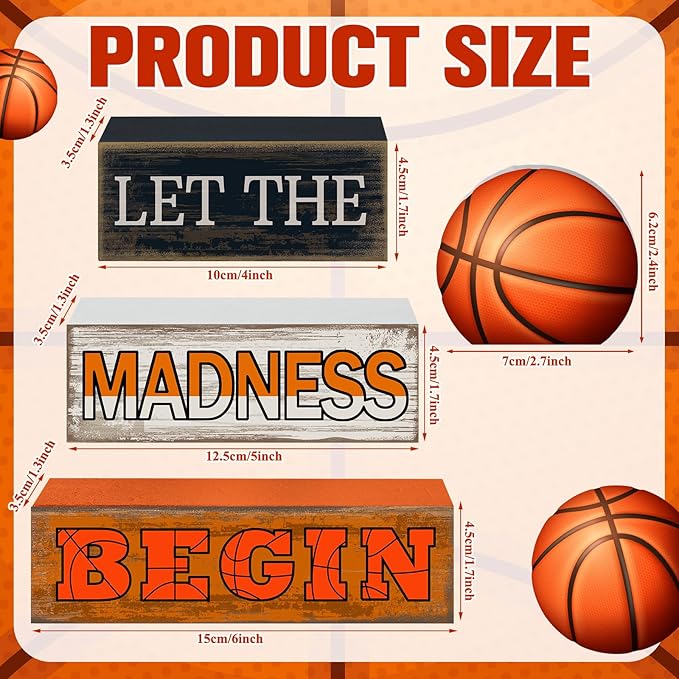 4 Pcs Basketball Wooden Table Decorations Basketball Tiered Tray Decor Birthday Party Table Centerpieces Rustic Wood Block Sign Gift Centerpiece for Birthday Baby Shower Shelf Room Party