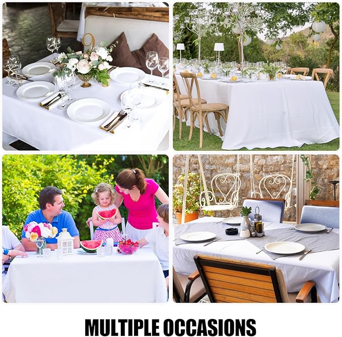 Smiry Rectangle Table Cloth, Waterproof Anti-Scratch Polyester Tablecloth, Decorative Washable Fabric Table Cover for Dining, Buffet, Parties and Outdoor, 60x84, White