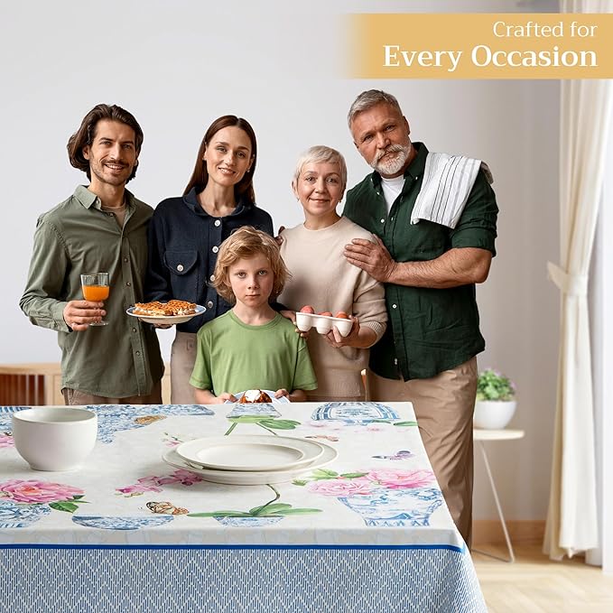 Maison d' Hermine Table Cloth Rectangle Table 100% Cotton 70 x 90 Inches Tablecloth Reusable Decorative for Dining Room Farmhouse Home Valentines Day Decorations Spring Summer - Canton