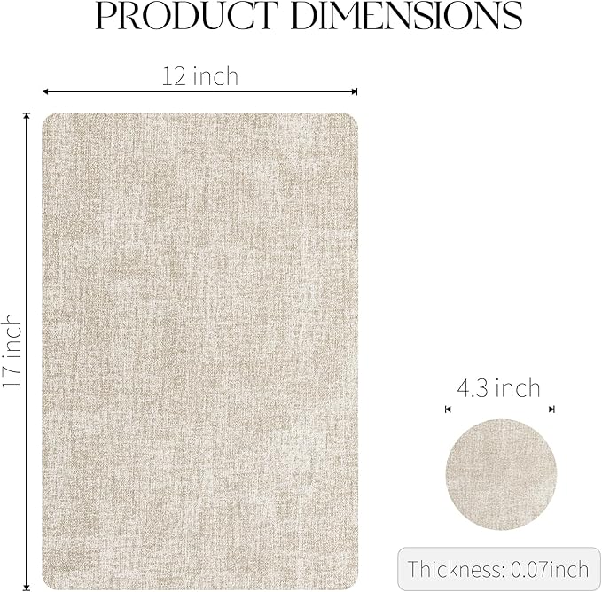 MOSAYT Faux Leather Placemats Set of 6, Heat Resistant Wipeable Washable Vinyl Place Mats with Coasters, Waterproof Oil Proof Table Mats for Kitchen Dining Party Outdoor, 12" x 17", Grey Beige