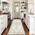 Deerly 3x8 Runner Rug Non Slip - Kitchen Washable Rug Runner with Non-Shedding, Boho Runners for Hallways Distressed Carpet Bedroom Border Cream