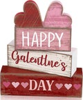 5 Pcs Happy Galentines Day Decorations Wooden Hearts Table Centerpiece Happy Galentines Day Party Table Sign for Valentines Tiered Tray Desk Mantle Shelf Decor