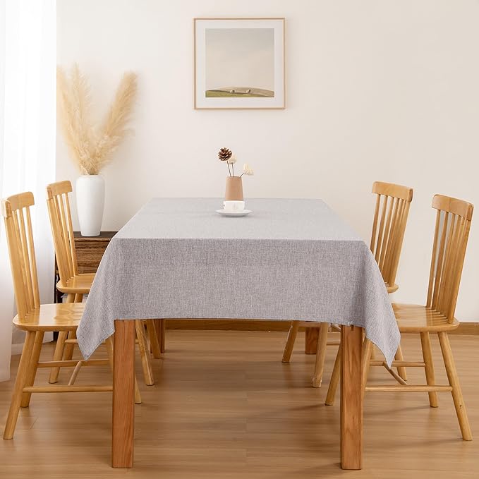 Hiasan 2 Pack Faux Linen Rectangle Tablecloth - Wrinkle and Stain Resistant Washable Table Cloth for Kitchen Dining Room Holiday Dinner, Stone, 70 x 90 Inch