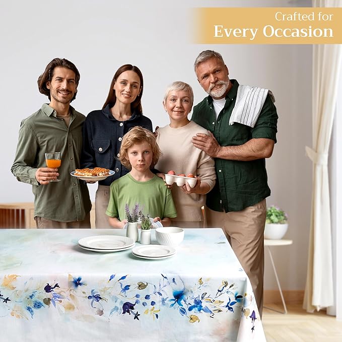 Maison d' Hermine Table Cloth Rectangle Table 100% Cotton 54 x 72 Inches Tablecloth Reusable Decorative for Dining Room Farmhouse Home Valentines Day Decorations Spring Summer - Lazy Summer Days