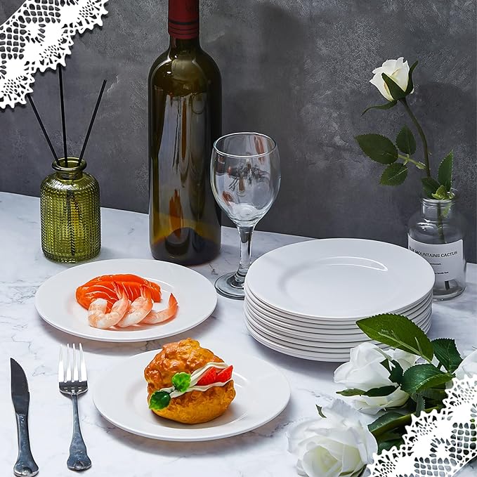 Hushee 24 Pack 7 Inch White Dessert Plates/salad Dishes Set, Melamine Small Dinner Plates Round Serving Dishes for Snacks, Bread, Fruit, Cake and Salad, Home Restaurant Supplies