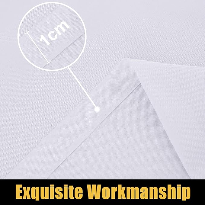 Smiry Rectangle Picnic Table Cloth, Waterproof Elastic Fitted Tablecloths for 8 Foot Tables, Washable Polyester Table Cover for Camping, Indoor and Outdoor (White, 30"x96")