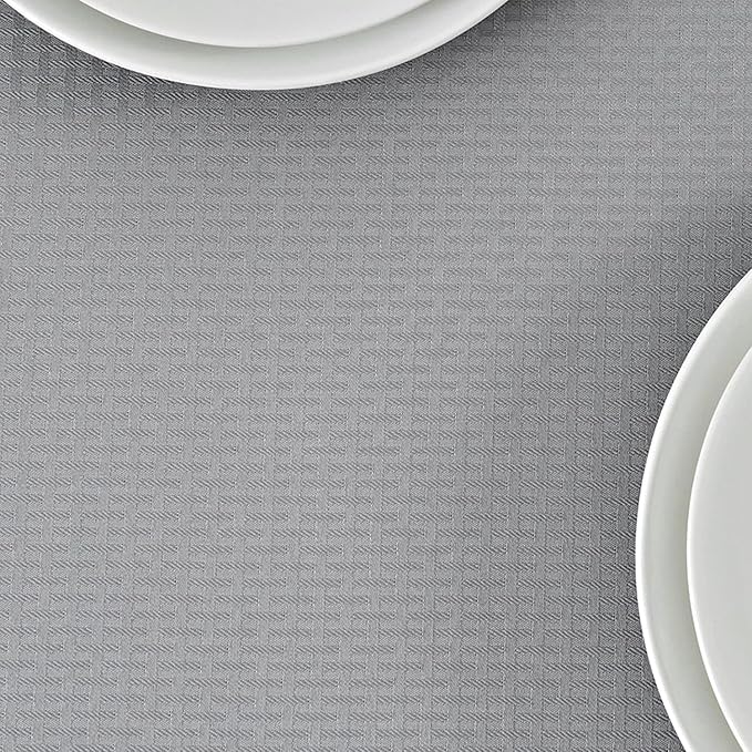 maxmill Square Jacquard Tablecloth Waterproof Spillproof Wrinkle Resistant Soft Weaved Design Table Cloth for Dinner and Party Washable Fabric Cover, Indoor Outdoor Use, 60 x 60 Inch, Light Grey