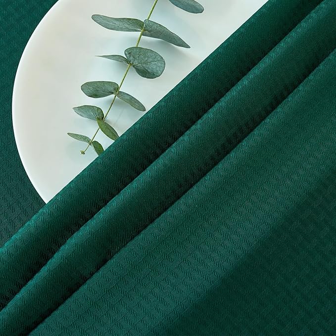 maxmill Christmas Tablecloth Stain Resistant Waterproof Wrinkle Resistant Spillproof Washable Weaved Texture Table Cloth for Dining Room, Holiday Dinner, Rectangle 60 x 140 Inch, Hunter Green