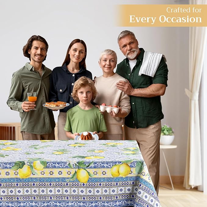 Maison d' Hermine Table Cloth Rectangle Table 100% Cotton 60 x 120 Inches Tablecloth Reusable Decorative for Dining Room Farmhouse Home Valentines Day Decorations Spring Summer - Citrus
