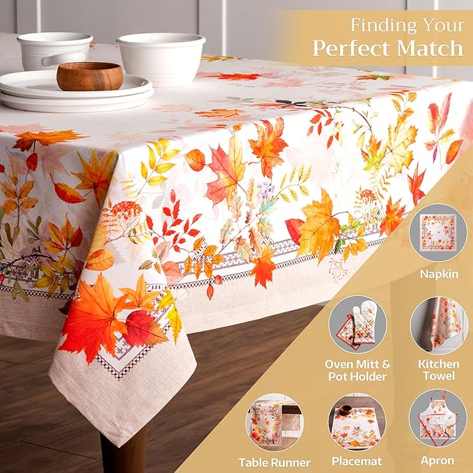 Maison d' Hermine Table Cloth Rectangle Table 100% Cotton 70 x 140 Inches Fall Tablecloth Reusable Everyday Use for Thanksgiving Christmas Decorations Dining Farmhouse Party (Amarante)