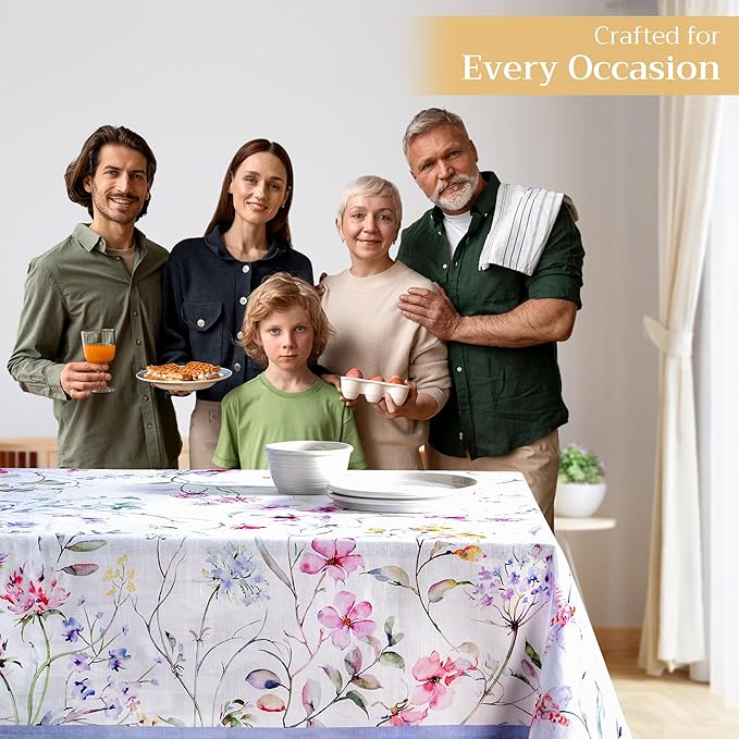 Maison d' Hermine Table Cloth Rectangle Table 100% Cotton 60 x 90 Inches Tablecloth Reusable Decorative for Dining Room Farmhouse Home Valentines Day Decorations Spring Summer - Summer Floral