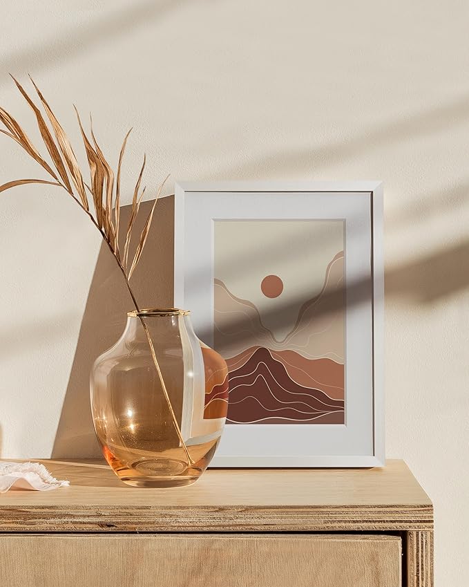 HAUS AND HUES 6x8 Picture Frame with Real Glass & White Premium-Grade Metal Matted to 4x6 - Aluminum 6x8 Picture Frame - Includes Easel Back, Hanging Kit - Ideal for Home, Office (6x8 in, White)