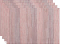 Winknowl Placemats Set of 4, Heat Resistant Stain Resistant Woven Vinyl Insulation Place mats, Durable Washable Elegant Table Mats for Kitchen Dining Table Decor (Misty Rose)