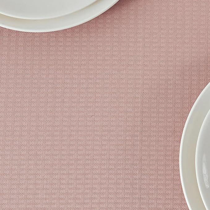 maxmill Square Tablecloth Water Resistance Antiwrinkle Spill Proof Weaved Texture Table Cloth, Decorative Fabric Table Cover for Banquet Parties Event Holiday Dinner, 70 x 70 Inch, Pale Blush