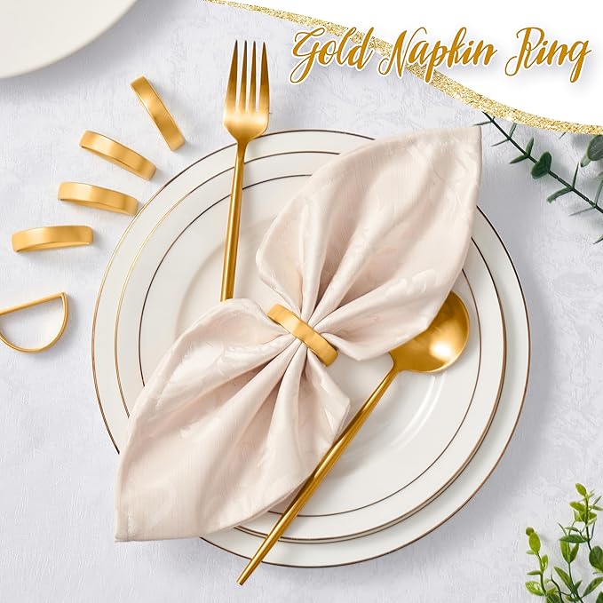 APTWOW Gold Napkin Rings Set of 12, Semicircle Metal Gold Napkin Holder Buckles, Fall Thanksgiving Christmas Napkin Rings, Napkins Rings for Dinner Table Decor, Wedding, Banquet, Party, Easter