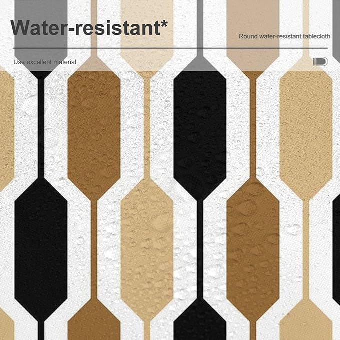 Abstract Boho Geometric Round Tablecloth, Mid Century Modern Geometric Art Retro Print Tablecloth for Home Party Dining Room Kitchen Decor 60Inch(152cm)