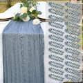 24 Pack Dusty Blue Cheesecloth Table Runner 22x120 Inch-Naturally Dyed Colors Sheer Gauze Cheese Cloth Wedding Table Runner,Rustic Boho Crinkle Fabric, Reception, Bridal Shower,Farmhouse Dining Decor