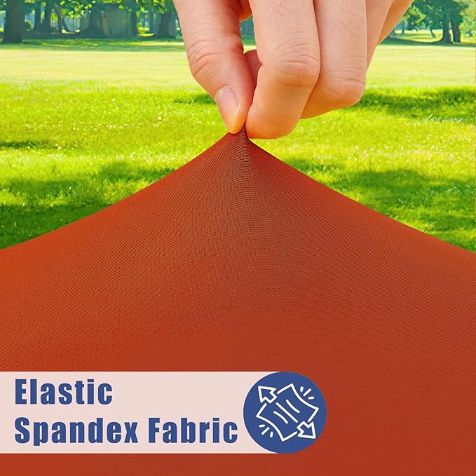 Spandex 8 Foot Rectangle Thanksgiving Table Cloth 2 Pack, Elastic Fitted Tablecloths for Picnic, Stretch Washable Patio Table Cover for Outdoor, Camping, Banquet and Parties (Rust, 30"x96")