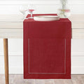 D'Moksha Homes Linen Red Table Runner 120 Inches Long - 100% Pure Linen Hemstitch 14 x 120 Inch Table Runner for Dining, Valentines, Spring - Classic Hemstitch