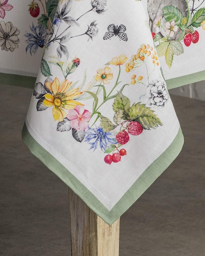 Maison d' Hermine Table Cloth Square Table 100% Cotton 54 x 54 Inches Tablecloth Reusable Decorative for Dining Room Farmhouse Home Valentines Day Decorations Spring Summer - Printemps