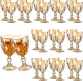 24 Pcs Vintage Wine Glasses, 10 Ounce Colored Glass Water Goblets, Unique Embossed Pattern High Clear Stemmed Glassware Wedding Party Bar Glass Drinking Cups Fancy Wine Glasses Amber Set of 24