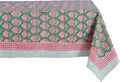 ATOSII Roma Green 100% Cotton Square Summer Tablecloth, Block Print Floral Table Cloth for Dining, Parties Wedding Outdoors I Grand Millenial Decor 60 X 60 Inches I 4 Seater I