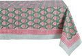 ATOSII Roma Green 100% Cotton Spring Summer Tablecloth, Handblock Print Rectangle Table Cover for Kitchen Dining Linen I Parties, Outdoors, Wedding, Easter Table Cloth I 72 X 108 Inches I 8 Seater