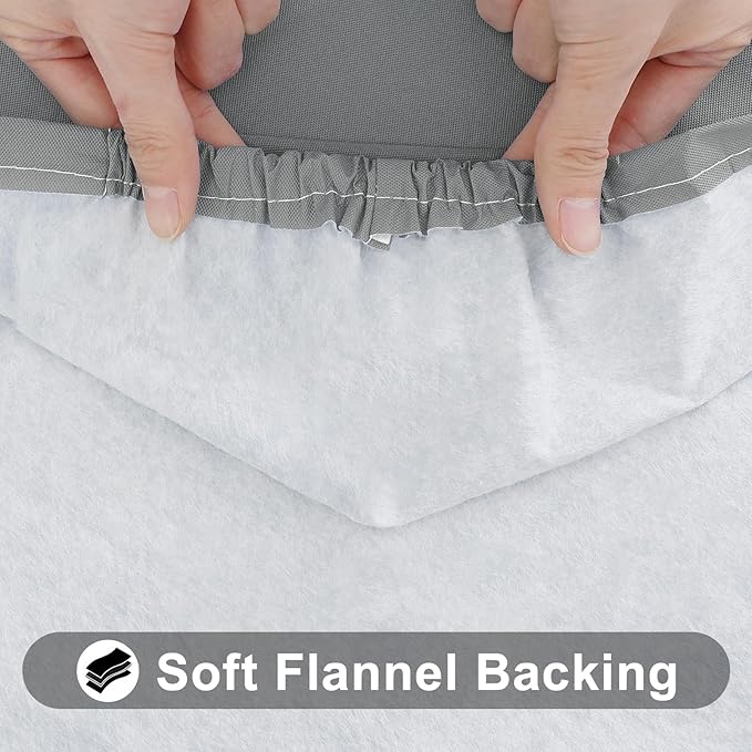 Smiry Rectangle Tablecloth, Elastic Fitted Flannel Backed Vinyl Tablecloths for 5ft Folding Tables, Waterproof Wipeable Table Covers for Indoor, Outdoor, Picnic and Camping (Grey, 30"x60")