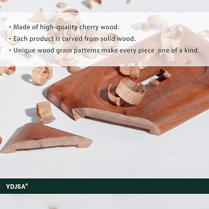 Double Toggle Light Switch Cover Plate in Cherry Wood Elegant Wooden Light Switch Cover Plate for 2 Toggle Light Switch Double Rocker Design