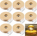 Honoson 8 Pcs Wooden LED Display Base Lighted Base for Crystal Art Wood Display for Glass Art 3D Crystal Warm Light(Round Surface Style)
