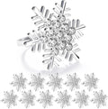 ZeeDix Christmas Silver Snowflake Napkin Rings Set of 12, Napkins Ring for Dinning Table - Rustic Dinner Tables Decoration for Wedding Receptions Christmas Thanksgiving Holiday Party Dinner Parties