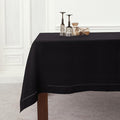 Solino Home Black Linen Tablecloth 60 x 144 Inch - Classic Hemstitch, 100% Pure Linen Rectangular Tablecloth - Machine Washable Table Cloth for Spring, Easter