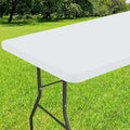Smiry Rectangle Tablecloth, Elastic Fitted Flannel Backed Vinyl Tablecloths for 5ft Folding Tables, Waterproof Wipeable Table Covers for Indoor, Outdoor, Picnic and Camping (White, 30"x60")