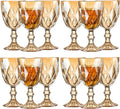 12 Pcs Vintage Wine Glasses, 10 Ounce Colored Glass Water Goblets, Unique Embossed Pattern High Clear Stemmed Glassware Wedding Party Bar Glass Drinking Cups Fancy Wine Glasses Amber Set of 12