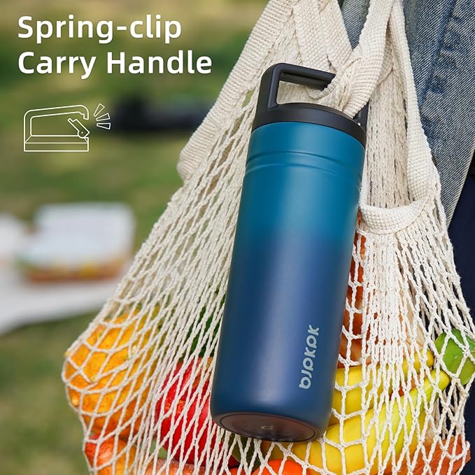 BJPKPK Insulated Water Bottle with 2 Lids,20 oz Double Wall Stainless Steel Vacuum Tumbler Travel Coffee Mug,Wide Mouth Thermal Cup,Matcha Green