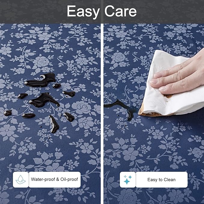 Smiry Rectangle Table Cloth, Waterproof Heavy Duty Vinyl Tablecloths, Wipeable Washable Table Cover for Kitchen and Dining Room (Navy Blue, 70" X 90")