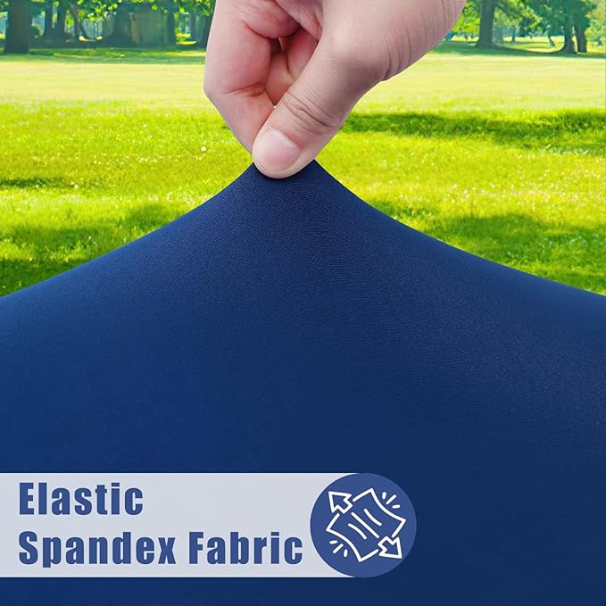 Spandex 4 Foot Rectangle Table Cloth 2 Pack, Elastic Fitted Tablecloths for Picnic, Stretch Washable Patio Table Cover for Outdoor, Camping, Banquet and Parties (Navy, 24"x48")