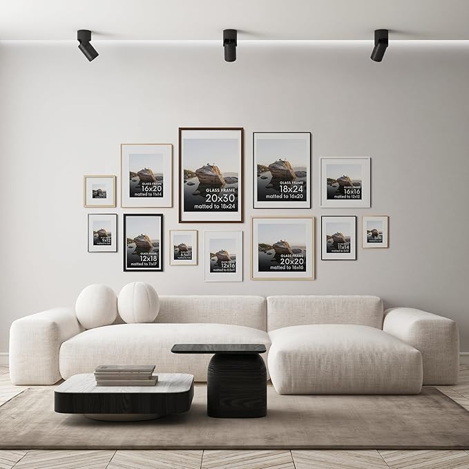 HAUS AND HUES 6x8 Picture Frame with Real Glass & White Premium-Grade Metal Matted to 4x6 - Aluminum 6x8 Picture Frame - Includes Easel Back, Hanging Kit - Ideal for Home, Office (6x8 in, White)
