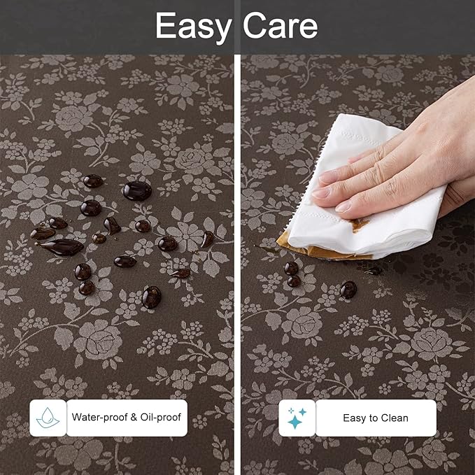 Smiry Rectangle Table Cloth, Waterproof Heavy Duty Vinyl Tablecloth, Wipeable Washable Table Cover for Kitchen and Dining Room (Coffee, 54" X 108")