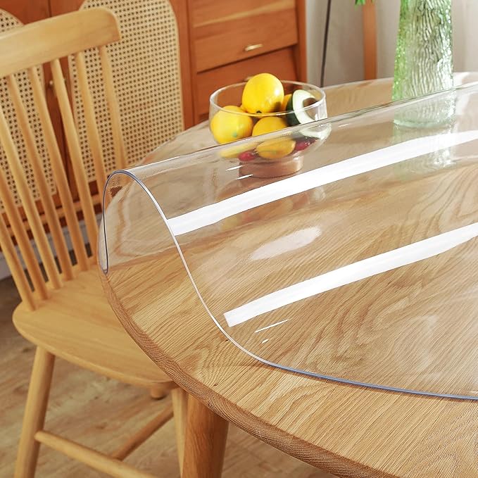 Warmstar Clear Table Protector, 2mm Thick, 39 Inch Round, Plastic Table Cover, Desk Mat for Coffee Table, Dining Room