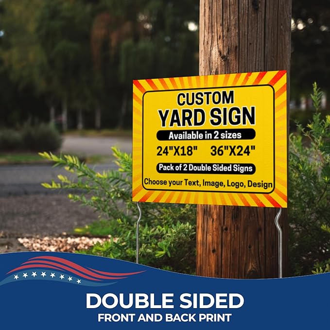 Custom Yard Signs with Metal Stakes by DreamController | Personalized Lawn Signs for Businesses, Events & Campaigns | HD Printed Outdoor Signage | Made in USA | Available in 24"×18" and 36"×24"
