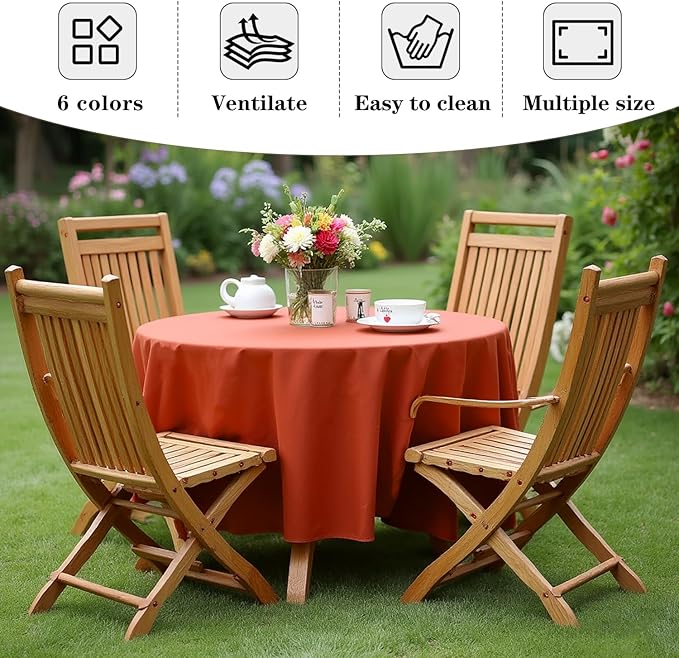 Fitable 6 Pack Rust Round Table Clothes - 70 Inches in Diameter - Stain Resistant and Washable Fall Tablecloths, Polyester Fabric Table Covers for Wedding, Party, Banquet, Gathering