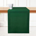 D'Moksha Homes Linen Forest Green Table Runner 132 Inches Long - 100% Pure Linen Extra Long Table Runner 14 x 132 Inch for St Patricks Day, Easter - Machine Washable