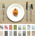 Placemats Set of 6 Vinyl/Plastic Woven Place Mats for Kitchen Table Indoor/Outdoor Washable Placemat Wipeable Dining Table Mats (Aurora Gold,6)