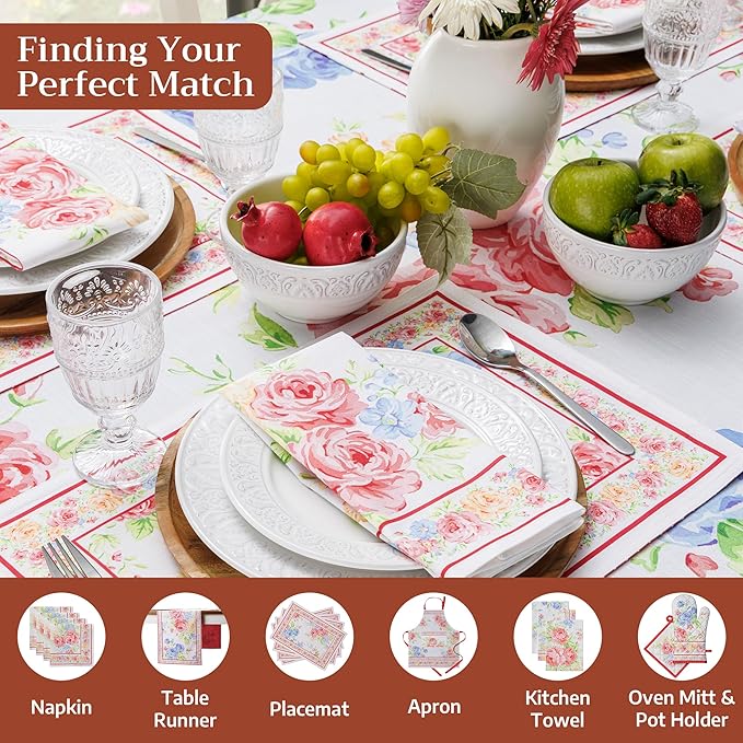 Maison d' Hermine Table Cloth Rectangle Table 100% Cotton 70 x 108 Inches Tablecloth Reusable Decorative for Dining Room Farmhouse Home Valentines Day Decorations Spring Summer - Vintage Floral