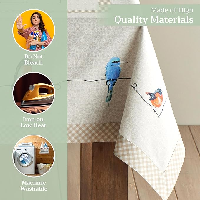 Maison d' Hermine Birdies On Wire 100% Cotton Tablecloth 54 - inch by 72 - inch.