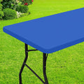 Smiry Rectangle Picnic Table Cloth, Waterproof Elastic Fitted Tablecloths for 8 Foot Tables, Washable Polyester Table Cover for Camping, Indoor and Outdoor (Blue, 36"x96")