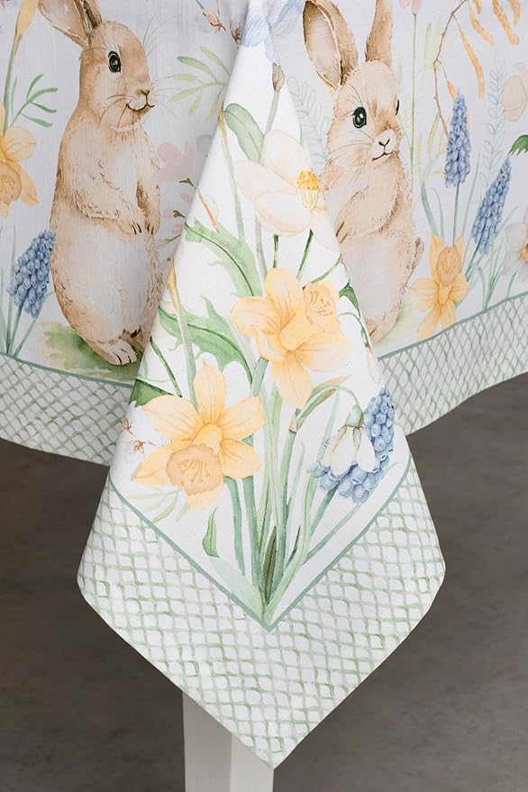 Maison d' Hermine Table Cloth Rectangle Table 100% Cotton 60 x 108 Inches Tablecloth Reusable Decorative for Dining Room Farmhouse Home Valentines Day Decorations Spring Summer - Easter Dew