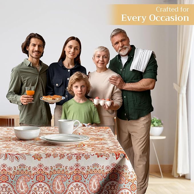 Maison d' Hermine Table Cloth Square Table 100% Cotton 60 x 60 Inches Fall Tablecloth Reusable Everyday Use for Thanksgiving Christmas Decorations Dining Farmhouse Party (Cachemire)